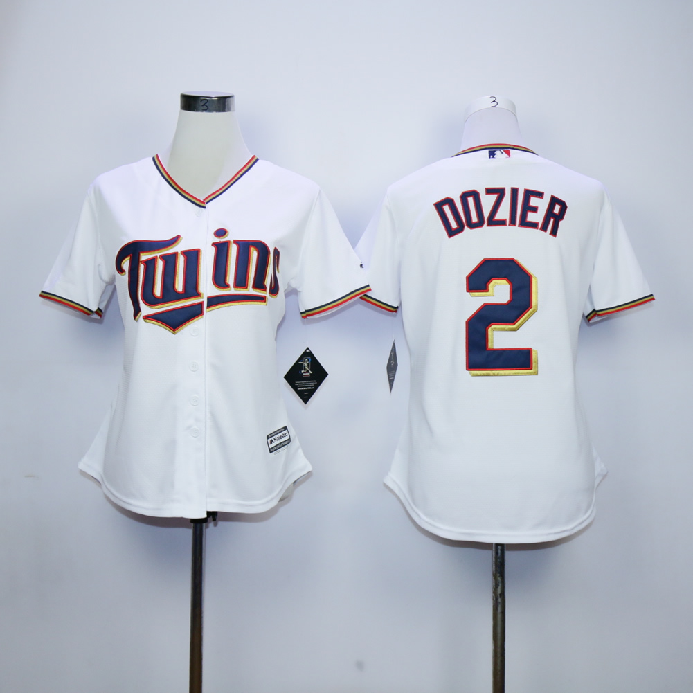 Women Minnesota Twins #2 Dozier White MLB Jerseys->youth mlb jersey->Youth Jersey